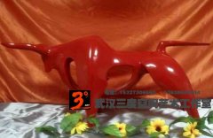 武汉工艺品摆件：玻璃钢红色牛