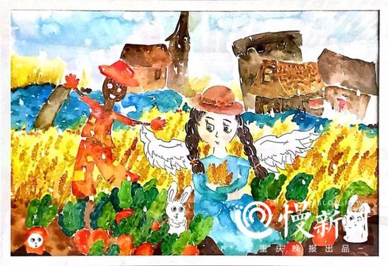 水彩画记录成长感悟 初一女生校园办个人画展