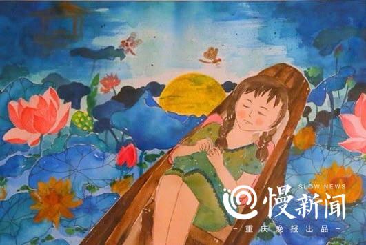 水彩画记录成长感悟 初一女生校园办个人画展