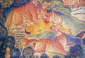 袖口与衣襟的边饰不用红色或橘色