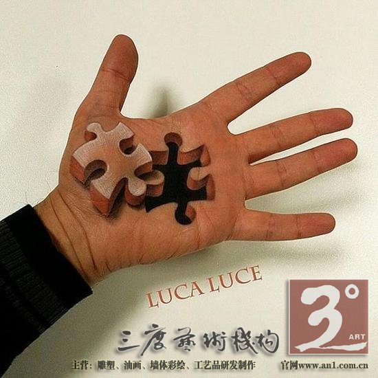 意大利艺术家打造“3D手掌画”